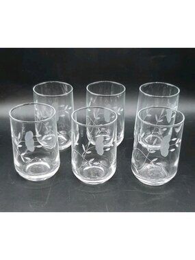 Vintage Princess House Heritage Etched Floral Juice Glasses Set of 6 NEW